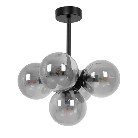 Lampa wisząca MEGAN 5 czarna, klosze dymione