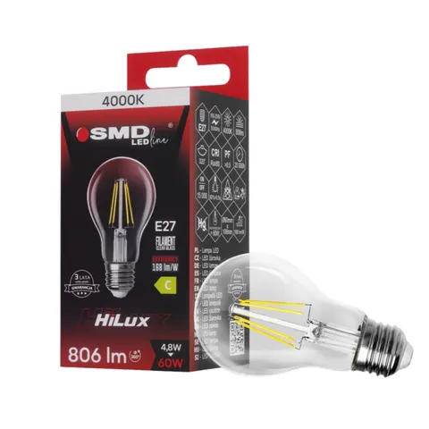 ŻARÓWKA E27 4,8W 4000K LED FILAME CLEAR HiLux