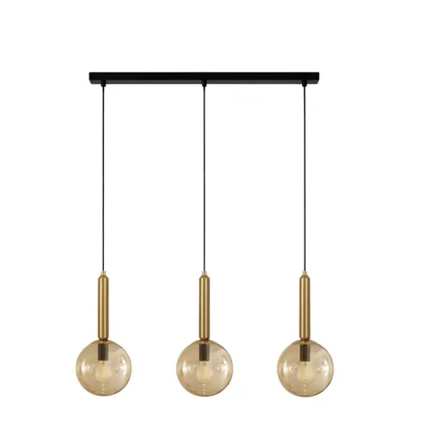 Lampa wisząca YUKI 3 na listwie bursztynowe kule K-5866