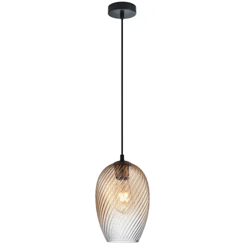 Lampa wisząca ALIAS z bursztynowym szklanym kloszem