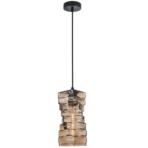 Lampa wisząca ALTERA szklana z bursztynowym kloszem