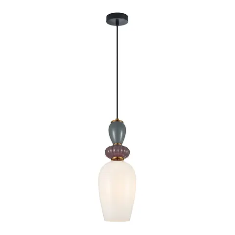 Lampa sufitowa MARTELO 1xE27 wisząca czarna biały klosz fioletowa zielona Italux PND-36545-1A-GD-WH