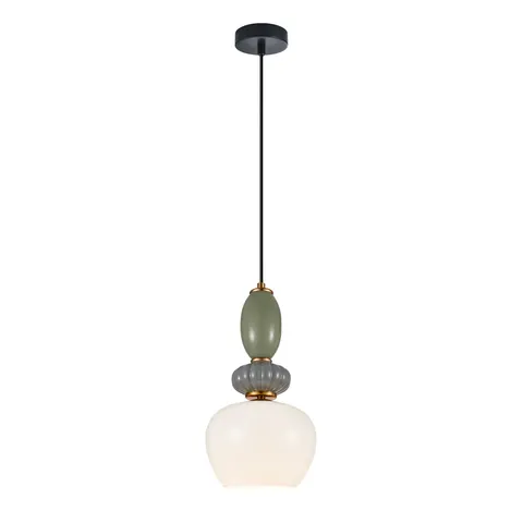 Lampa sufitowa MARTELO 1xE27 wisząca czarna biały klosz niebieska zielona Italux PND-36545-1B-GD-WH