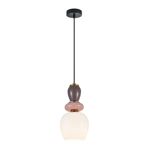 Lampa sufitowa MARTELO 1xE27 wisząca czarna biały klosz fioletowa różowa Italux PND-36545-1C-GD-WH