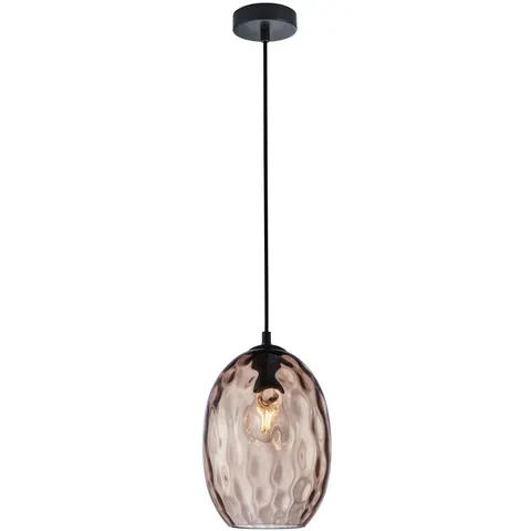 Lampa wisząca NOVALA z brązowym szklanym kloszem