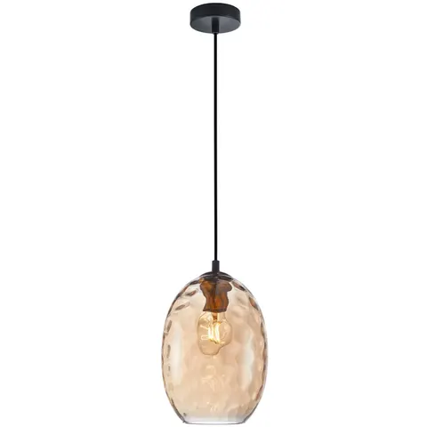Lampa wisząca NOVALA z bursztynowym szklanym kloszem