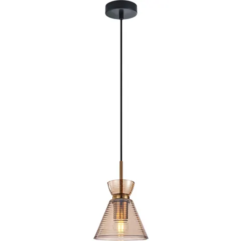 Lampa wisząca BALME szklana z bursztynowym kloszem