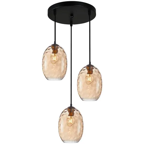 Lampa wisząca NOVALA z bursztynowym szklanym kloszem