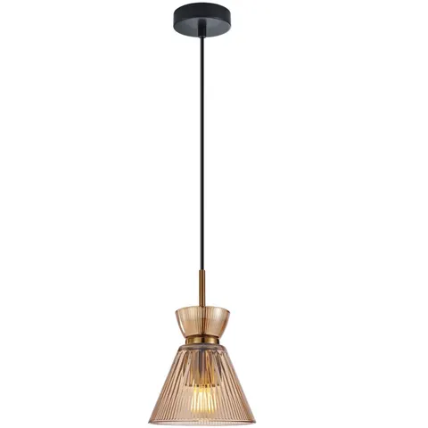 Lampa wisząca BALME z bursztynowym szklanym kloszem
