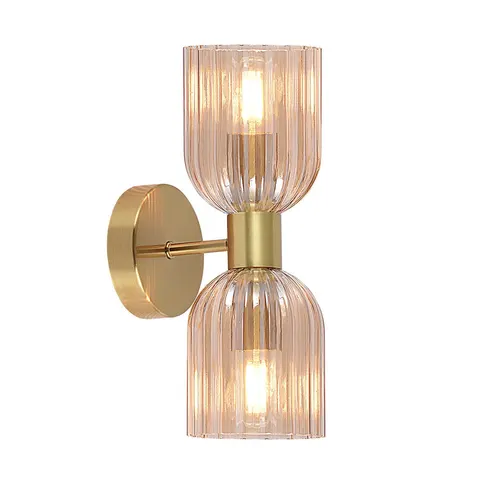 Lampa ścienna kinkiet Piega LP-939/2W amber Light Prestige 2x10W E14 Metal/Szkło Złoty/Amber
