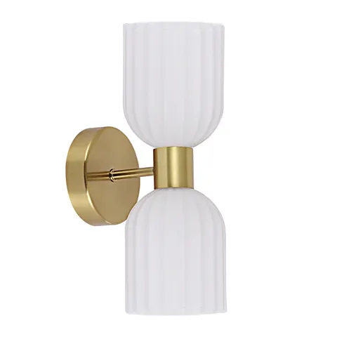 Lampa ścienna kinkiet Piega LP-939/2W white Light Prestige 2x10W E14 Metal/Szkło Złoty/Amber