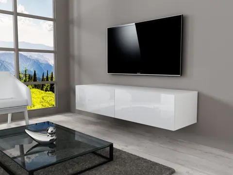 Szafka RTV wisząca SACHINO biały/ połysk 140 cm