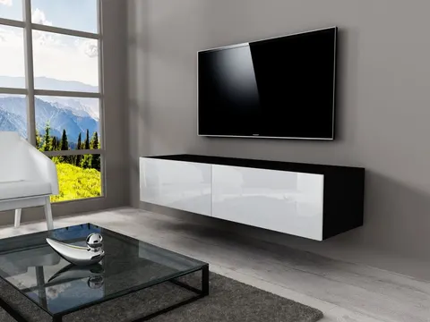 Szafka RTV wisząca SACHINO połysk CZARNA 140 cm