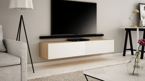 Szafka RTV wisząca DELI 140 MAT biała / sonoma