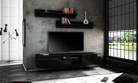 DUŻA NOWOCZESNA WISZĄCA SZAFKA RTV WYSOKI POŁYSK 2019