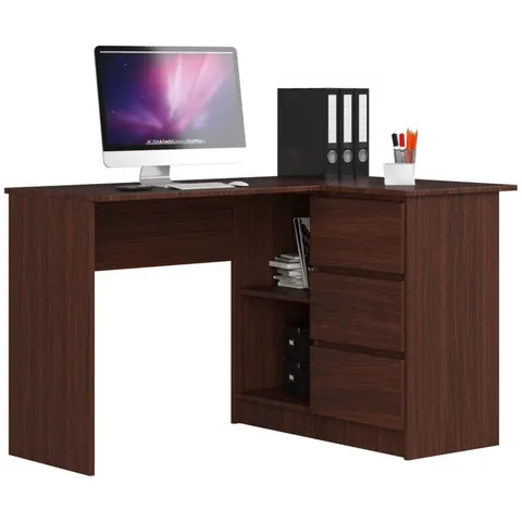 BIURKO NAROŻNE 3 SZUFLADY B16 PRAWE WENGE