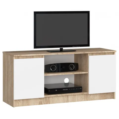 SZAFKA RTV 120 cm 2D 1P SONOMA / BIAŁA