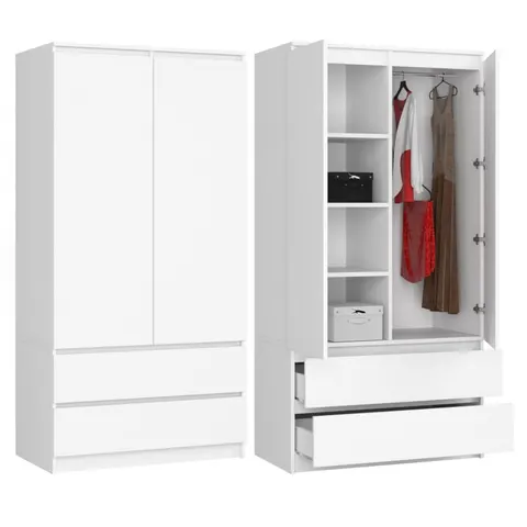 SZAFA S 90cm 2 DRZWI 2 SZUFLADY BIAŁA