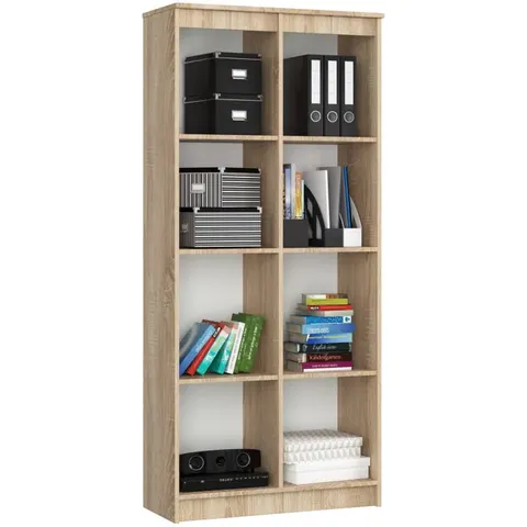 REGAŁ BIUROWY R 80 cm CLP 8 PÓŁEK DĄB SONOMA