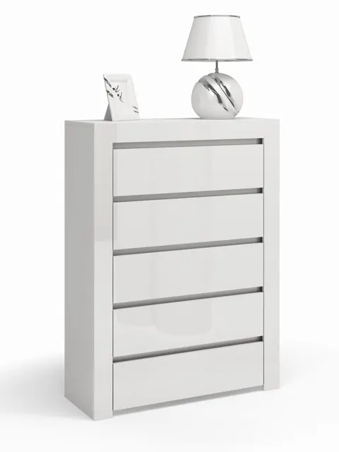 KOMODA DEKO D5 - BIEL POŁYSK