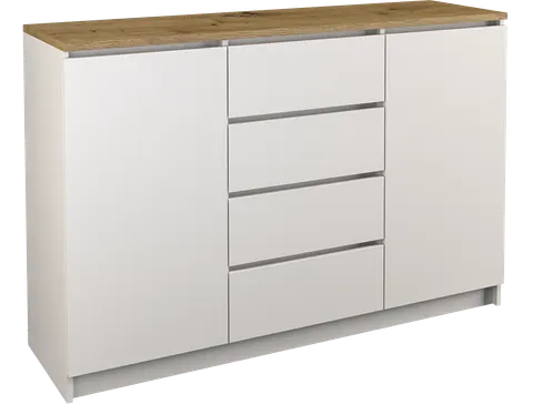 KOMODA 2D4S 120 - BIEL / DĄB ARTISAN