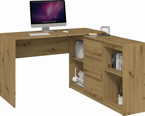 NAROŻNE BIURKO PLUS KOMODA 2D3S DĄB ARTISAN
