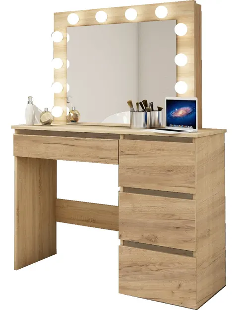 TOALETKA KOSMETYCZNA LUSTRO Z OŚWIETLENIEM 12x LED DĄB CRAFT