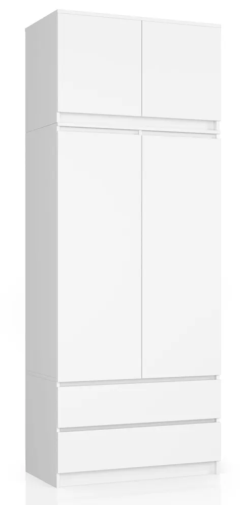 SZAFA Z NADSTAWKĄ S 90 cm 2 DRZWI 2 SZUFLADY BIAŁA