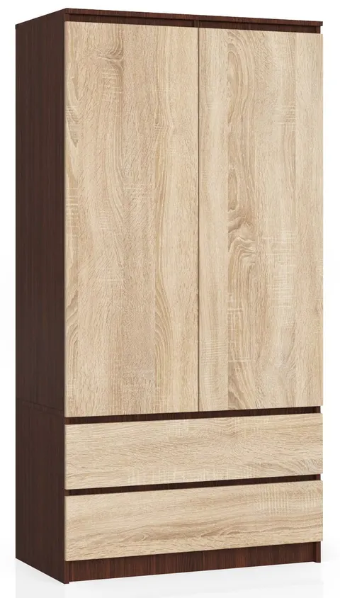 SZAFA S 90 cm 2 DRZWI 2 SZUFLADY WENGE / SONOMA