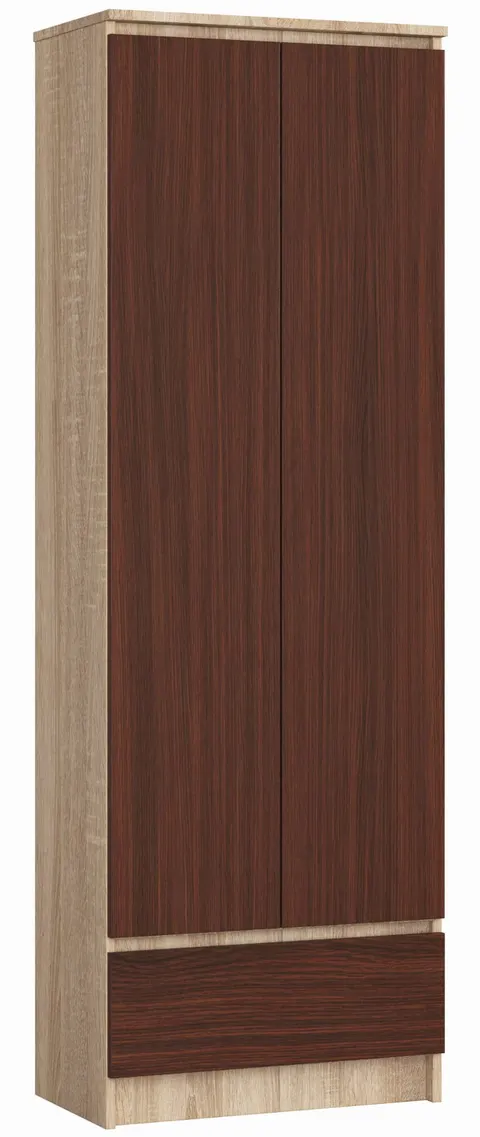 REGAŁ BIUROWY SZAFA R 60 cm CLP 1 SZUFLADA 2 DRZWI SONOMA / WENGE