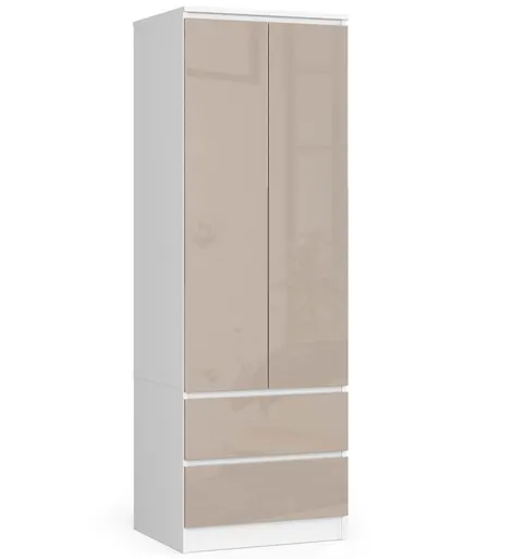 Szafa STAR S 60 cm 2 drzwi 2 szuflady - biała-cappuccino połysk