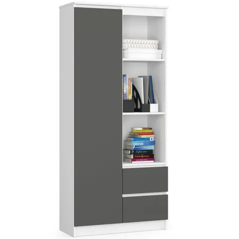 Regał biurowy R 80 cm CLP R11 - biały-grafit szary