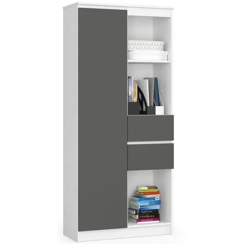 Regał biurowy R 80 cm CLP R15 - biały-grafit szary