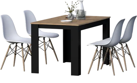 Stół + 4 Krzesła Nowoczesny Skandynawski Styl Loft Dąb Artisan