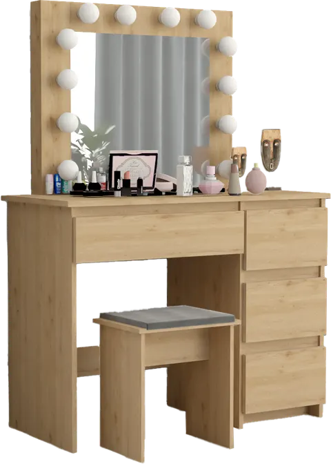TOALETKA kosmetyczna LUSTRO 12 LED TABORET tapicerowany CRAFT