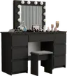 TOALETKA kosmetyczna z lustrem 12 LED BETI7 TABORET CZARNY