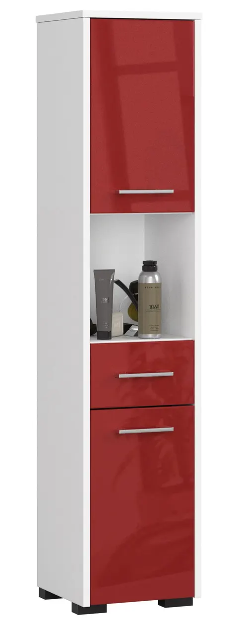 REGAŁ ŁAZIENKA FIN SŁUPEK 30 2D 1SZ 1W 140cm PK CZERWONY POŁYSK