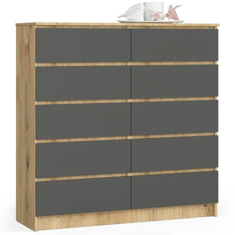 KOMODA K120 10SZ CLP PK DĄB ARTISAN / SZARY