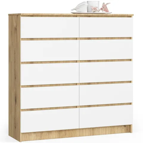 KOMODA K120 10SZ CLP PK DĄB ARTISAN / BIAŁY