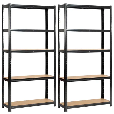 2x Regał metalowy garażowy 90x30x180 czarny
