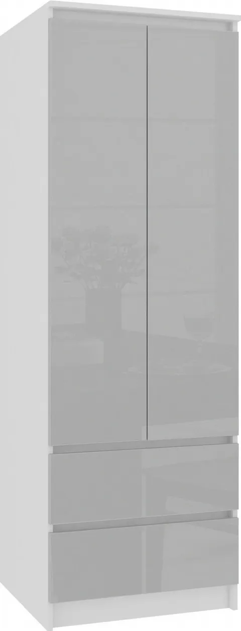 SZAFA STAR S 60 cm 2 DRZWI 2 SZUFLADY PK BIAŁA / METALIK POŁYSK
