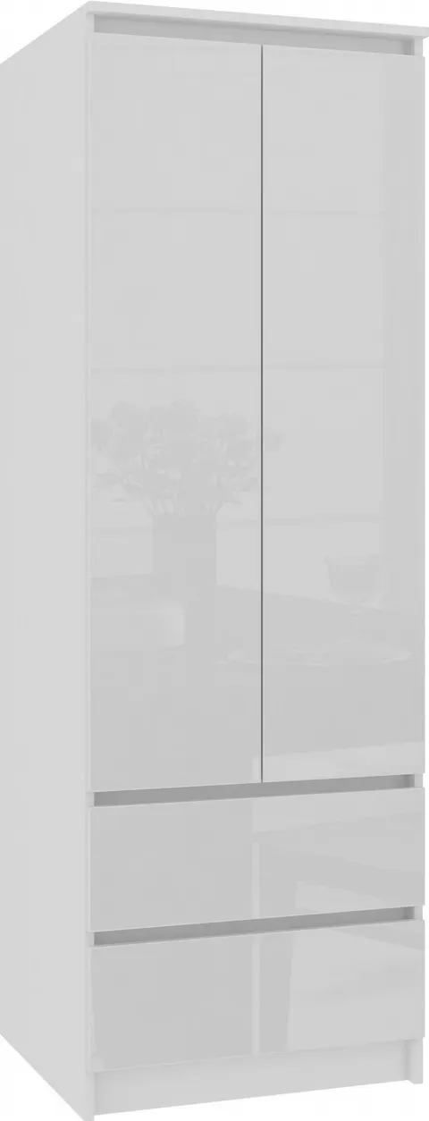 SZAFA STAR S 60 cm 2 DRZWI 2 SZUFLADY PK BIAŁA / BIAŁY POŁYSK