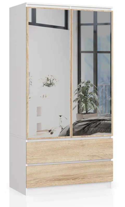 SZAFA S90 2D 2SZ 2 LUSTRO CLP PK BIAŁY / SONOMA
