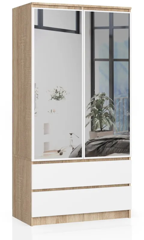 SZAFA S90 2D 2SZ 2 LUSTRO CLP PK SONOMA / BIAŁY