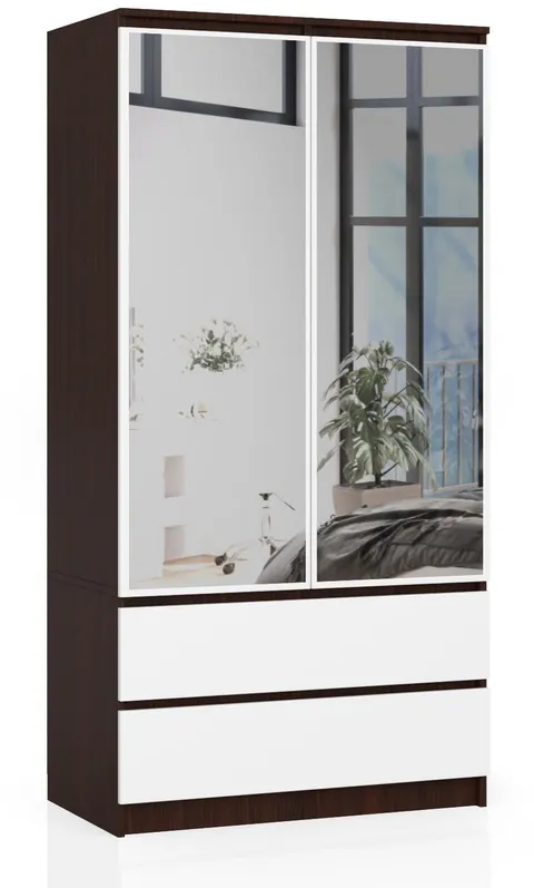 SZAFA S 90 cm 2 DRZWI 2 SZUFLADY 2 LUSTRA PK WENGE / BIAŁA