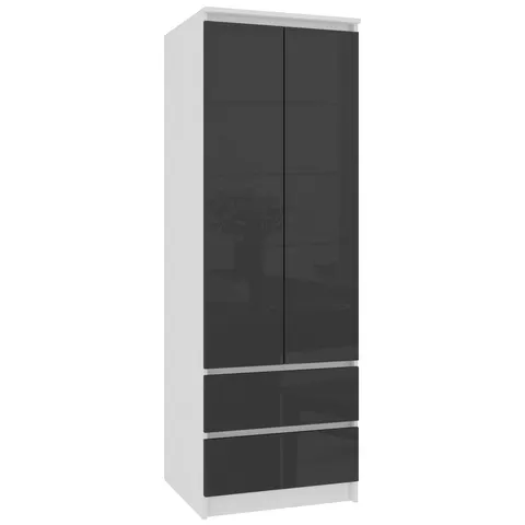 SZAFA STAR S 60 cm 2 DRZWI 2 SZUFLADY PK BIAŁA / GRAFIT POŁYSK