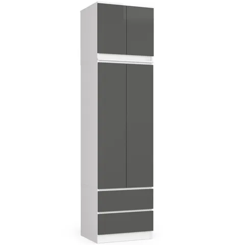 SZAFA Z NADSTAWKĄ S60 2D 2SZ CLP PK BIAŁY / SZARY