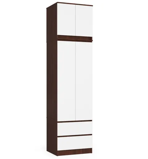 Szafa z nadstawką do sypialni 60 cm STAR - wenge-biała