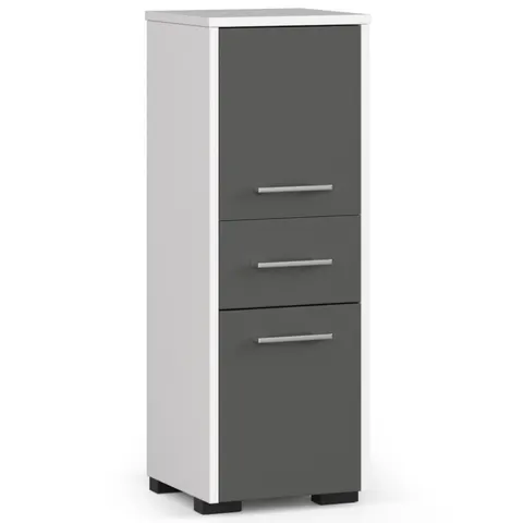 SZAFKA ŁAZIENKA FIN SŁUPEK 30 2D 1SZ 85cm PK BIAŁY / SZARY