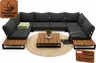 ZESTAW MEBLI OGRODOWYCH PREMIUM DREWNO TERMO U + STOLIK + PODUSZKI / SOFA NA TARAS / Narożnik U